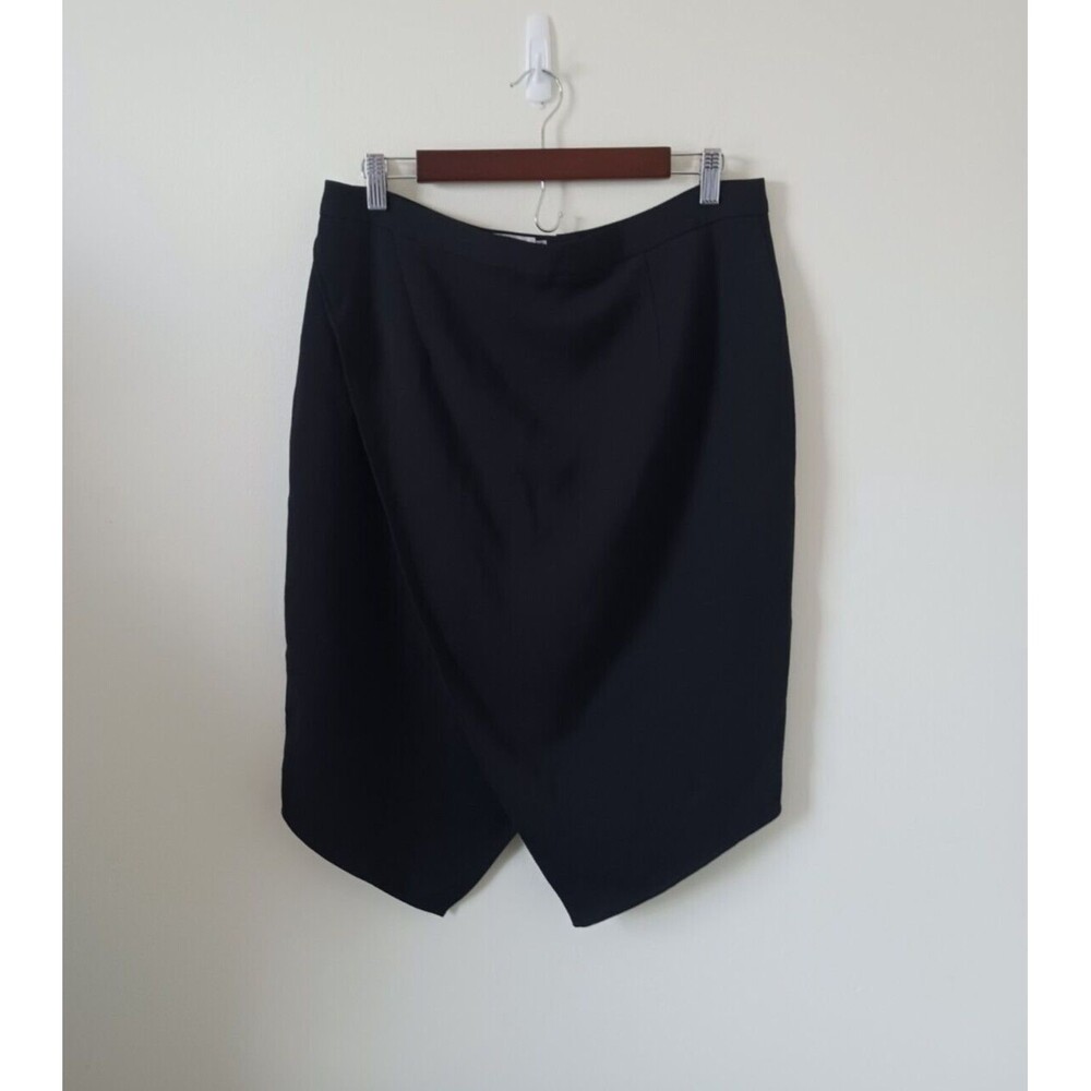 Tahari By Arthur S.Levine Asymmetrical Black Knee Length Skirt Size 14